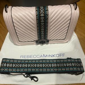 Rebecca Minkoff Jacquard Love Crossbody w/ Guitar Strap